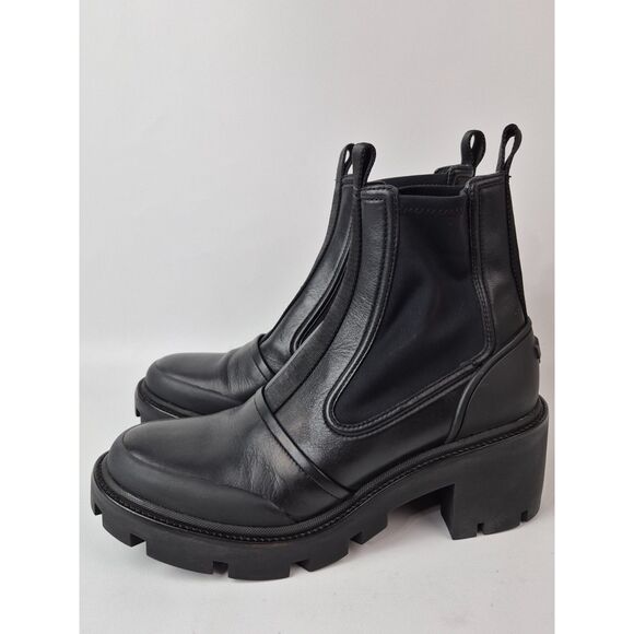 Tory Burch Women's Black Chelsea Lug Sole Ankle Leather Boots Bootie Size 11 M - Picture 2 of 7